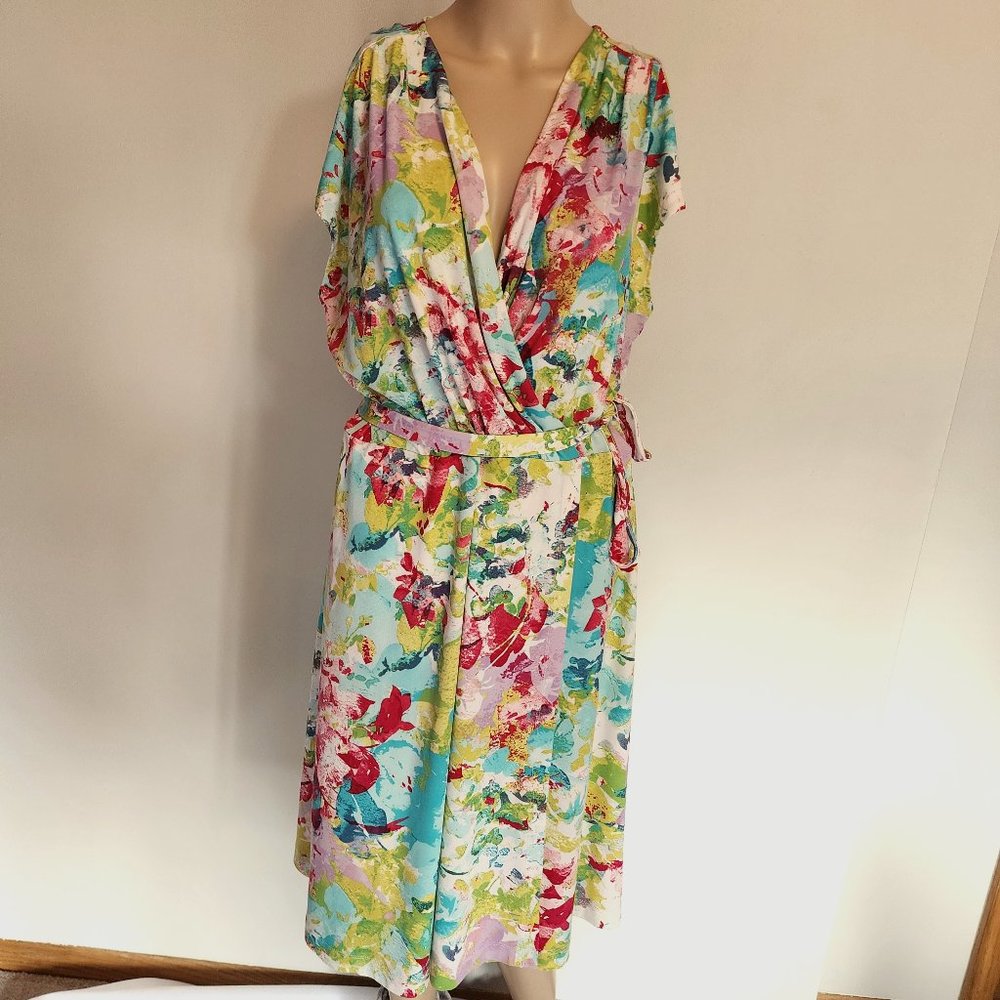 212 Collection Floral Faux-Wrap Dress